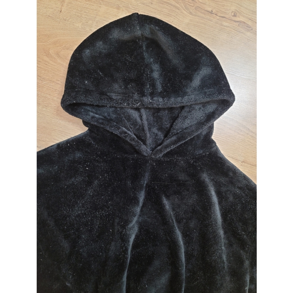 Women's black fleece sherpa weekend edition pull over crop top hoodie size small - Picture 3 of 6